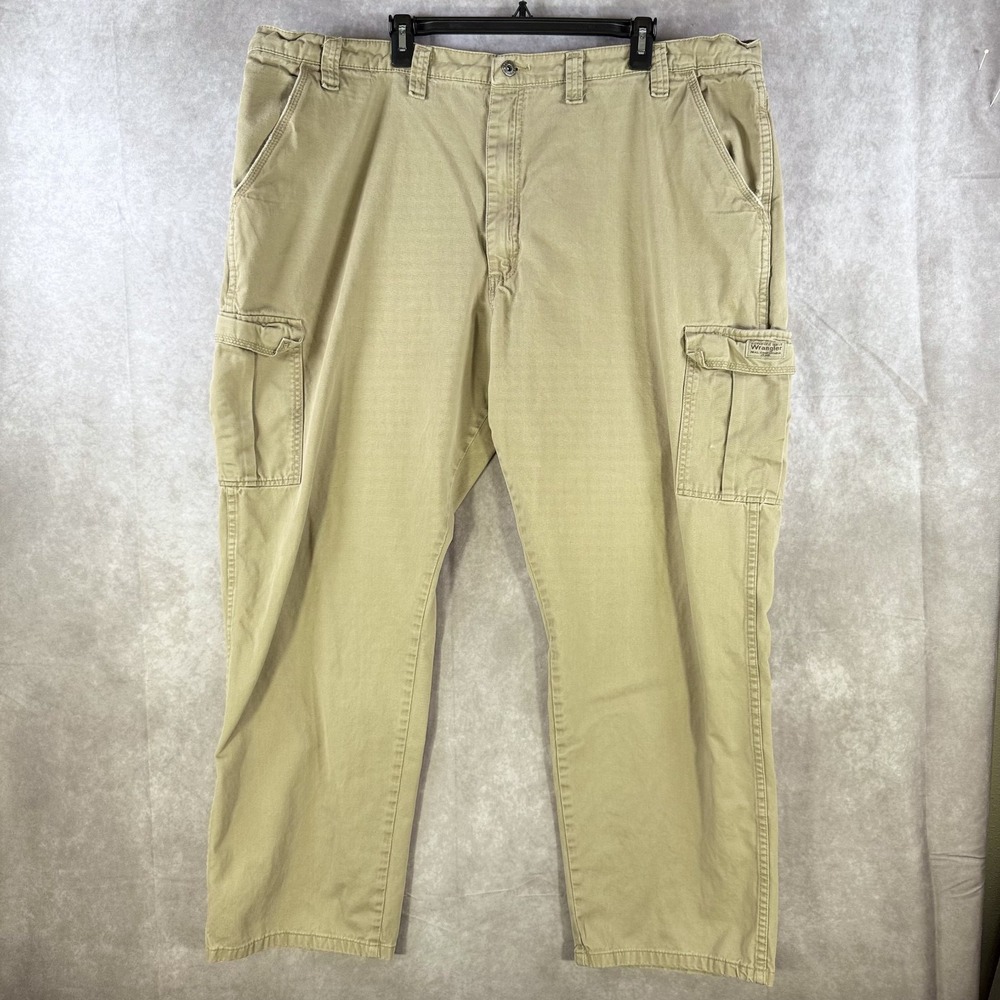 Wrangler Men Cargo Pants 44x32 Khaki‎ Beige Relaxed Fit Utility Work Outdoor